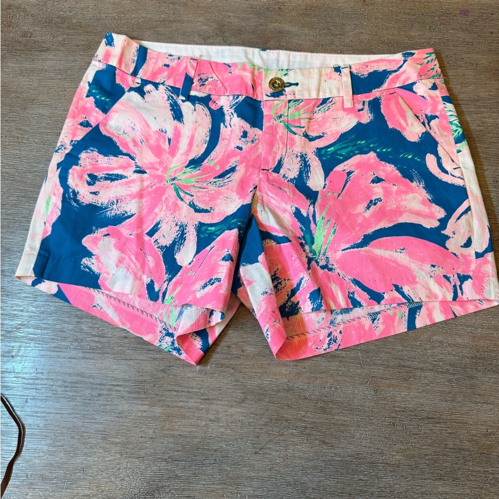 Lilly Pulitzer Vibrant Pink and Blue Floral Shorts